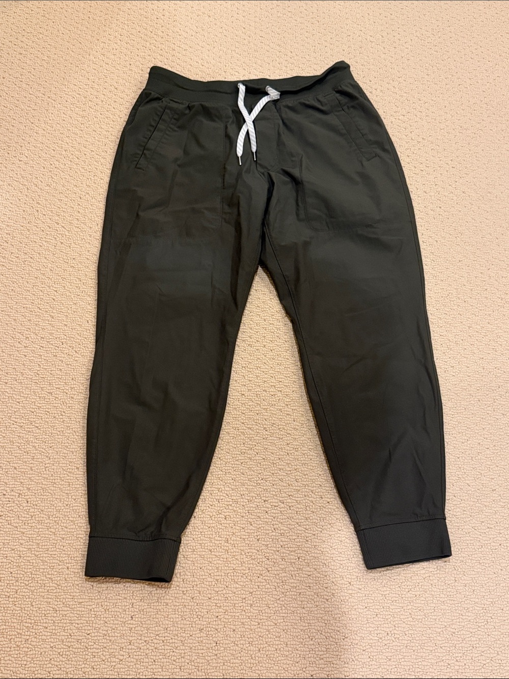 Vuori Olive Green Men's Jogger Pants with White Drawcord